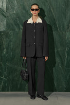Contrast Collar Suit Black
