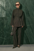 Yui Belted Tailored Suit Brown