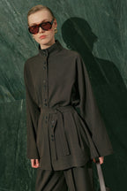 Yui Belted Tailored Suit Brown