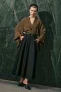 Khaki striped kimono sleeve blouse
