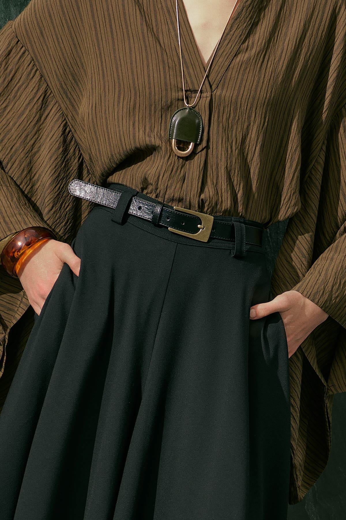Thick Square Buckle Belt Black