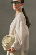 Brown striped kimono sleeve blouse