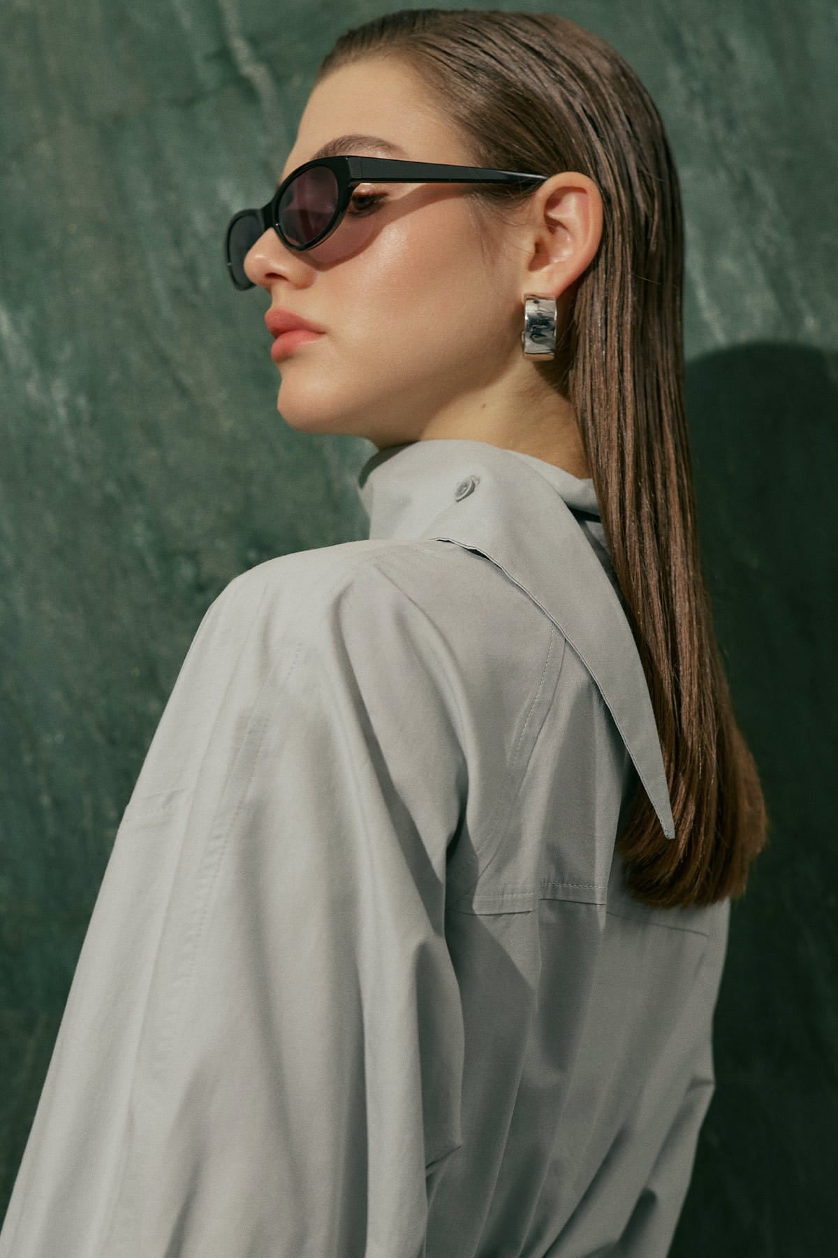 High Neck Shirt Blue