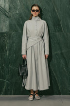 Poplin Skirt Suit Blue