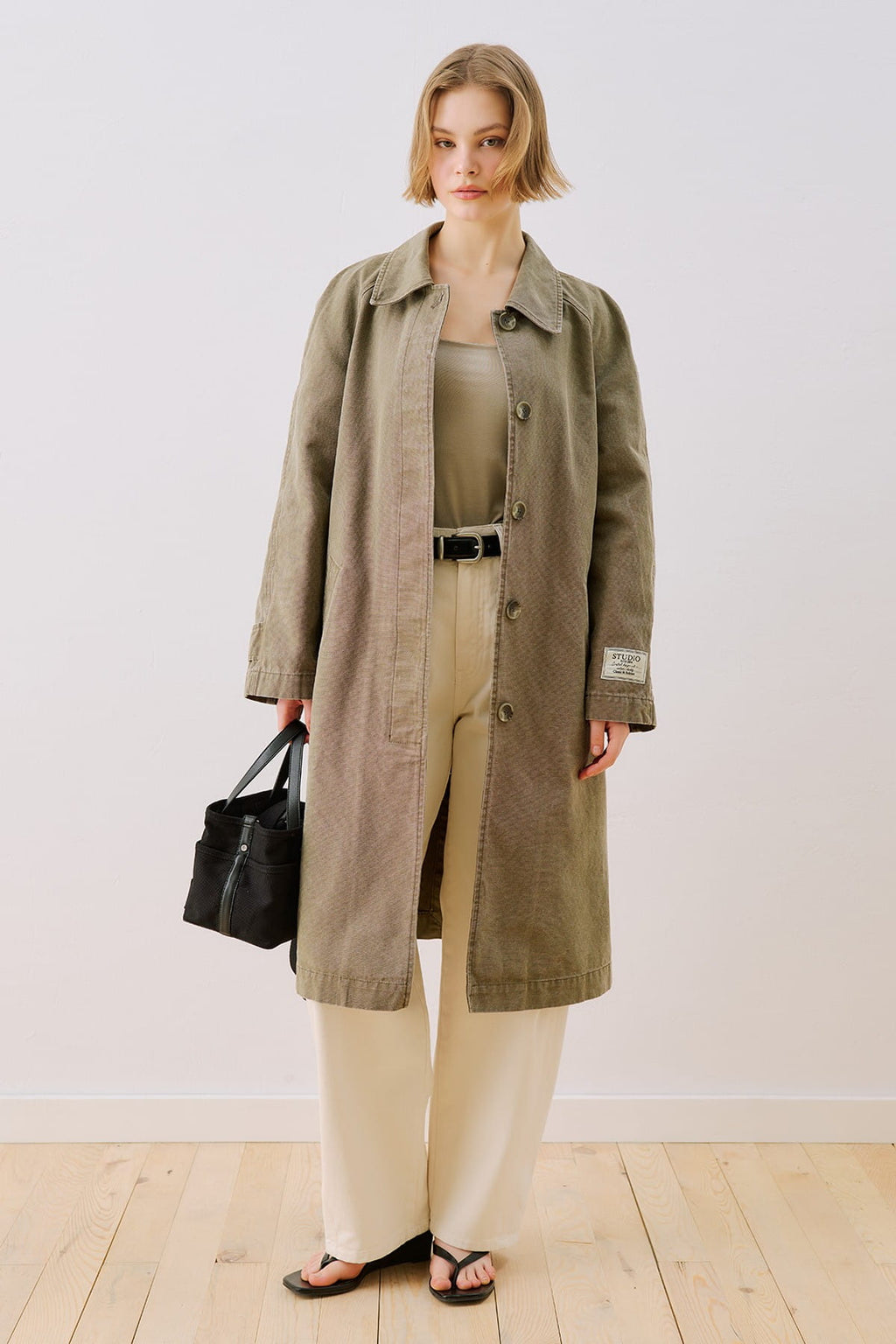 Khaki Washed Oversize Trench