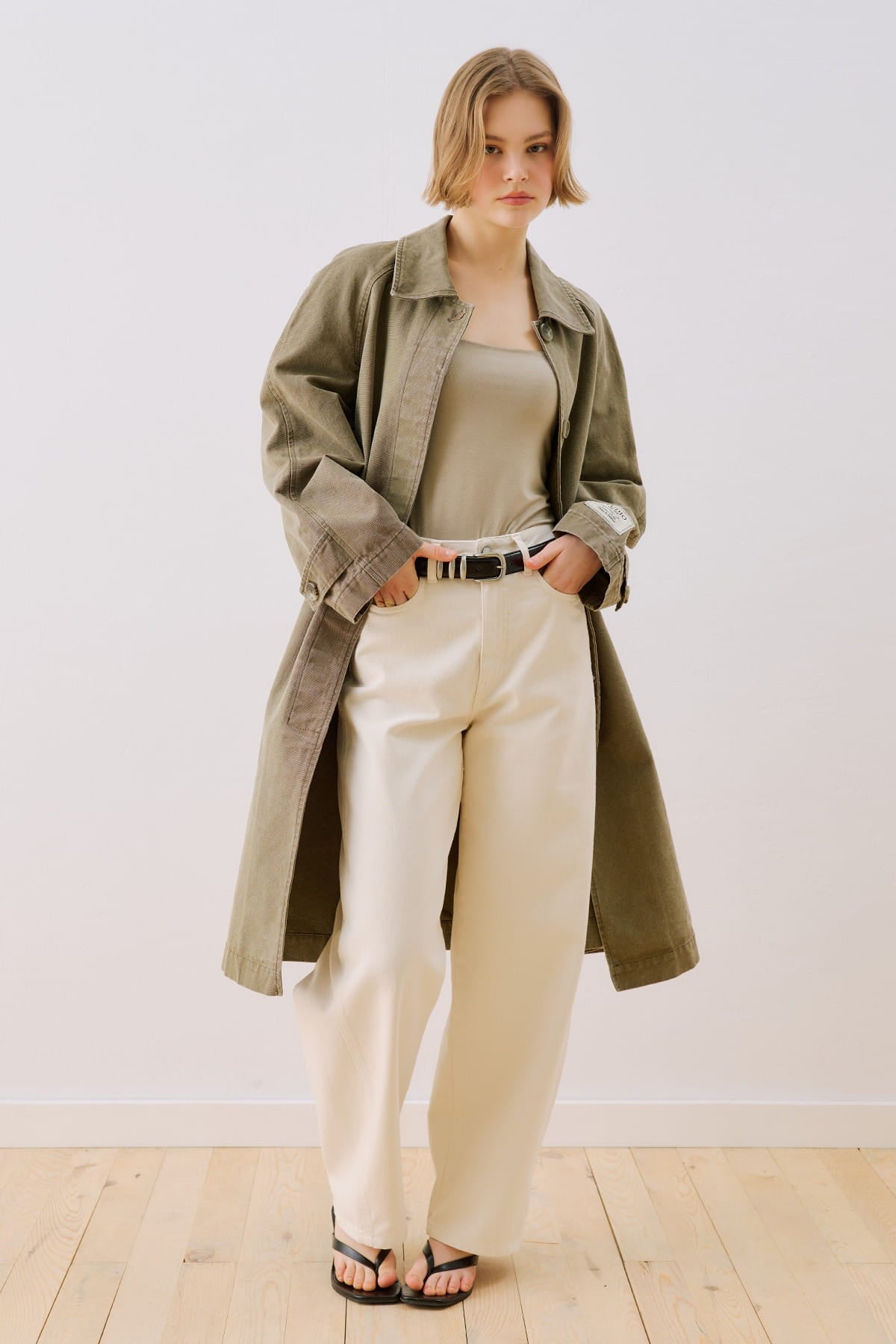 Khaki Washed Oversize Trench
