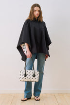 Black Wide-Collar Cape Jacket