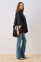 Black Wide-Collar Cape Jacket
