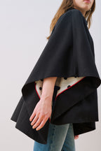 Black Wide-Collar Cape Jacket