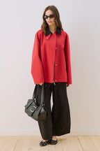 Red Contrast Collar Jacket