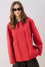 Red Contrast Collar Jacket