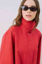 Red Contrast Collar Jacket