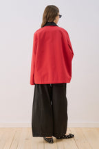 Red Contrast Collar Jacket