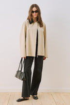 Sand Contrast Collar Jacket