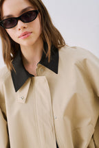 Sand Contrast Collar Jacket