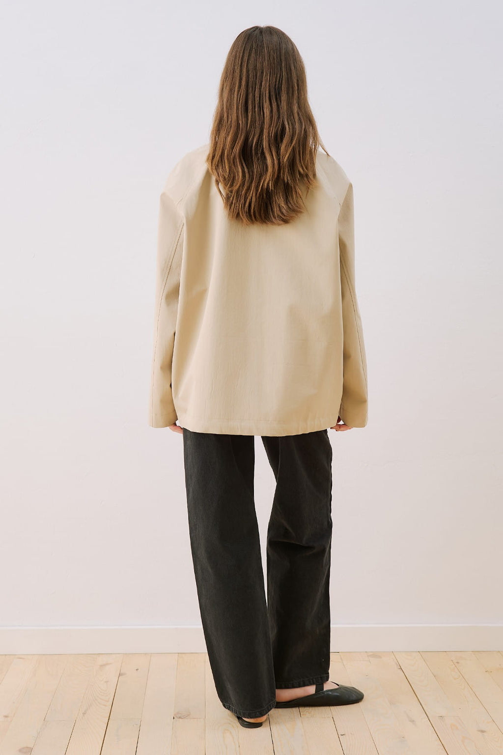 Sand Contrast Collar Jacket
