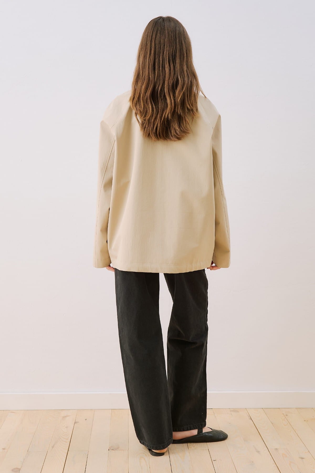 Sand Contrast Collar Jacket