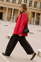 Red Contrast Collar Jacket