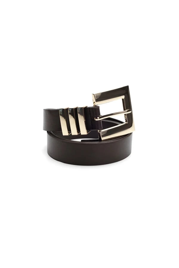 Dark Brown Gold Buckle Belt