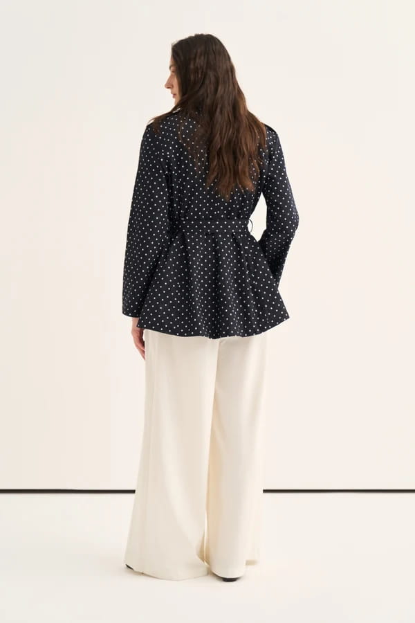 Navy Polka Dot Denim Jacket