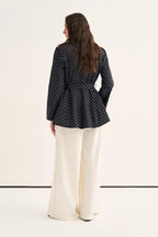 Navy Polka Dot Denim Jacket