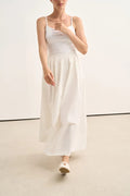 Ecru Elastic Waist Poplin Skirt