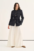 Navy Polka Dot Denim Jacket