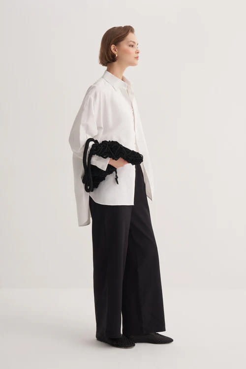 Ecru poplin oversized yoke shirt