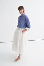Ecru Elastic Waist Poplin Skirt