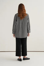 Black Striped High Neck Shirt