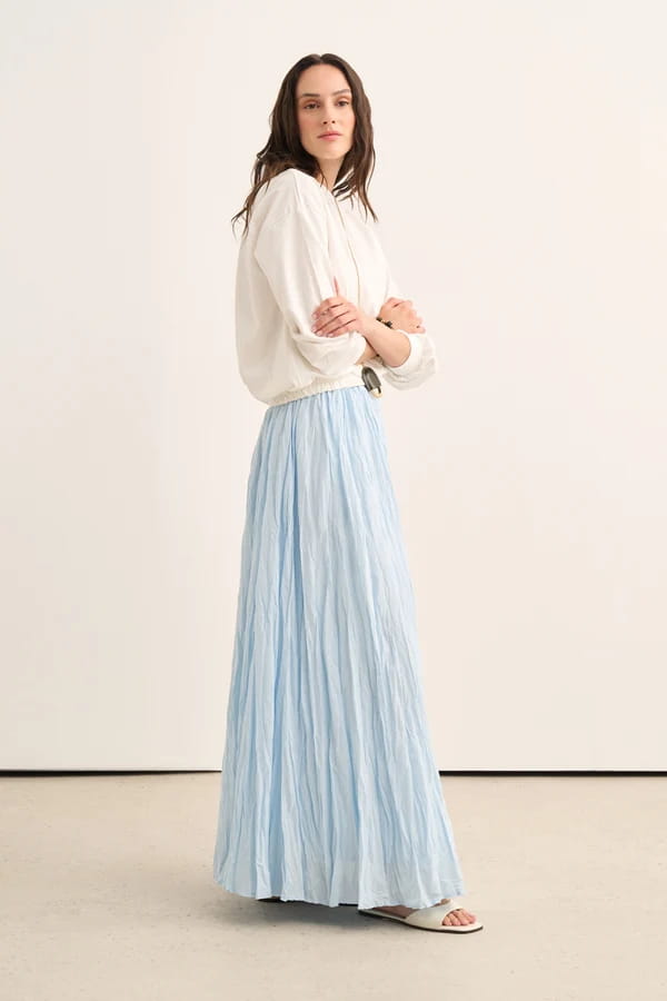 Blue Crushed Voile Skirt