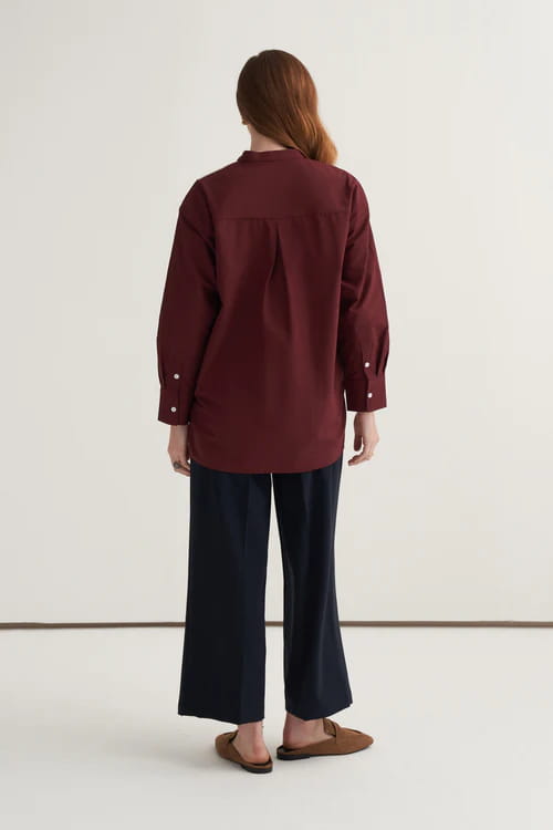 Burgundy high-neck detail shirt