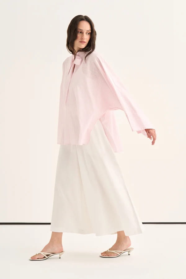 Pink Striped Cape Blouse