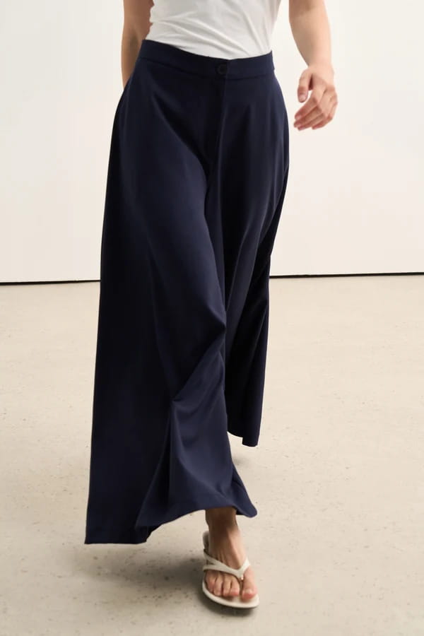 Navy Flared Trousers Skirt
