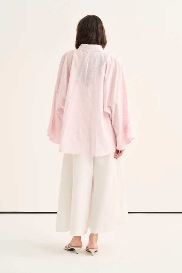 Pink Striped Cape Blouse
