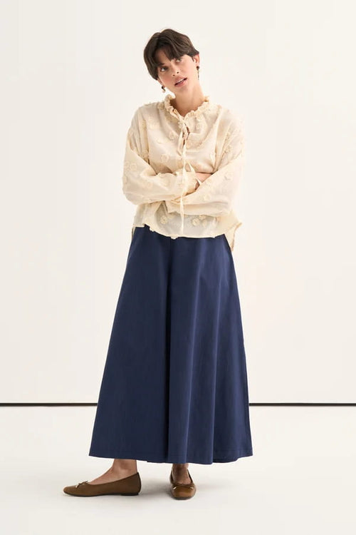 Beige Floral Broderie Blouse