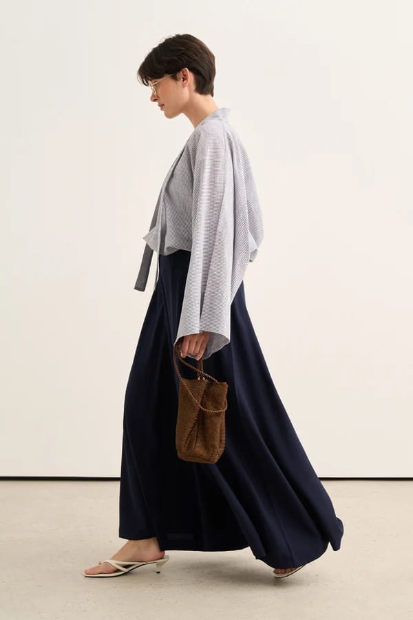 Navy Flared Trousers Skirt