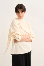 Beige Organic Cotton Belted Blouse