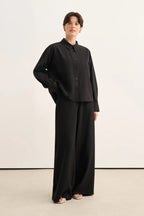 Black Pleated Detail Trousers