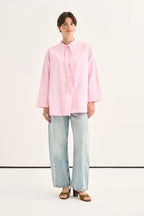 Light Pink Tie Neck Poplin Shirt
