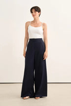Navy Pleated Detail Trousers