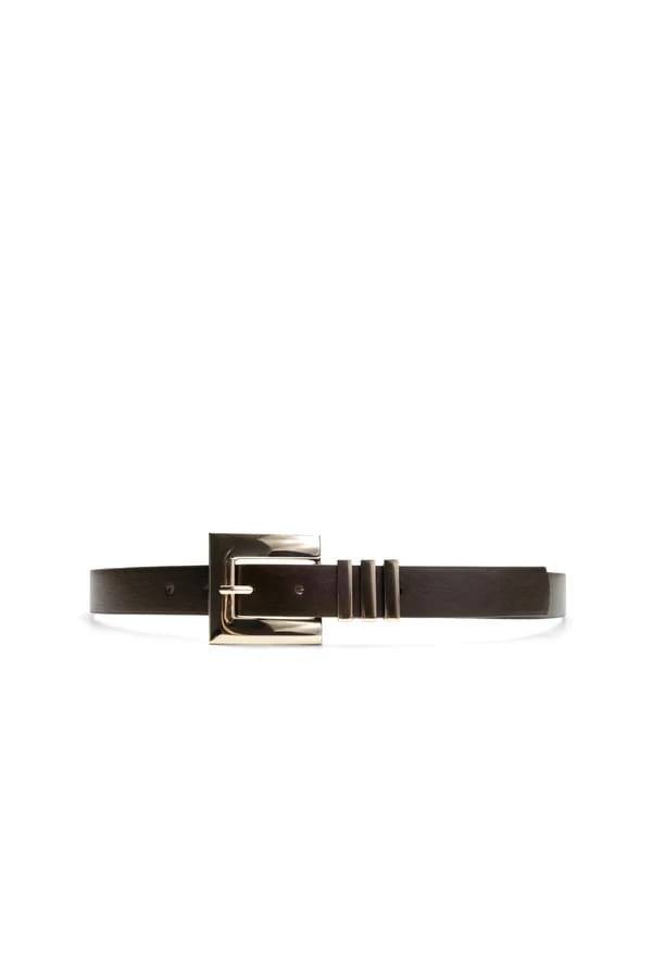 Dark Brown Gold Buckle Belt