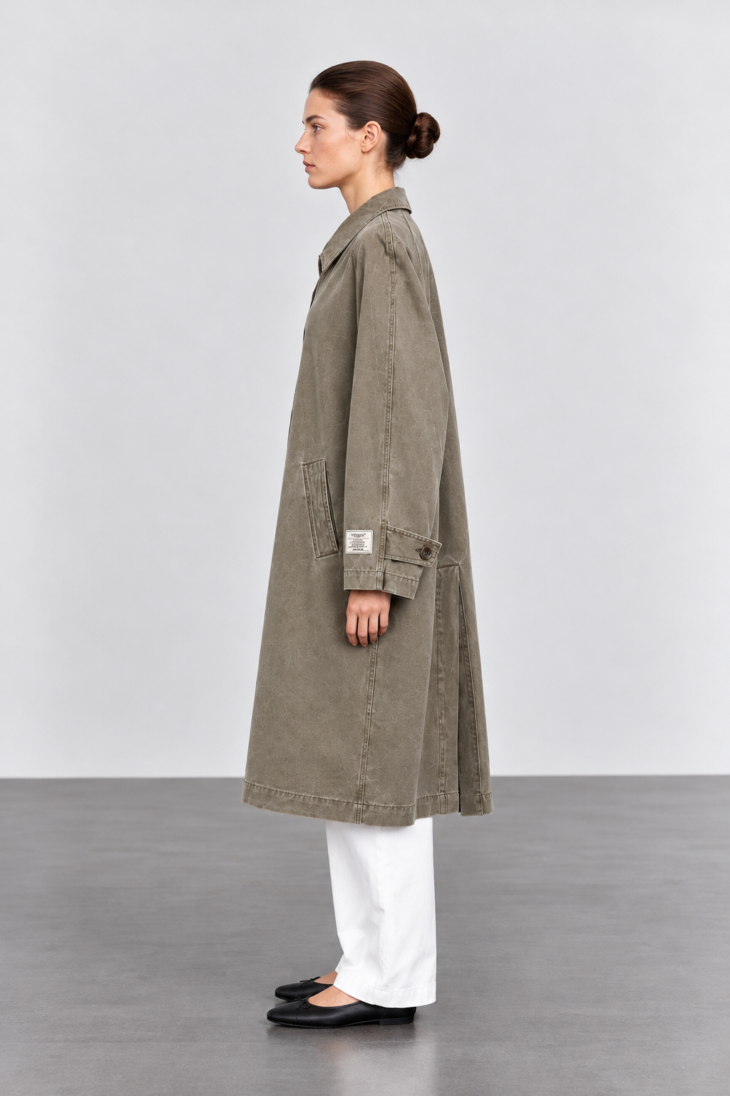 Khaki Washed Oversize Trench