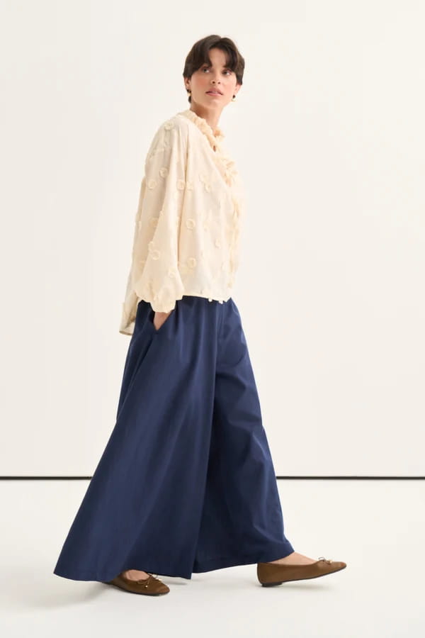 Beige Floral Broderie Blouse