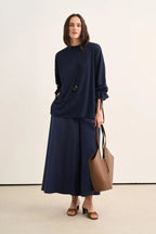 Navy Tie Sleeve Sweatshirt