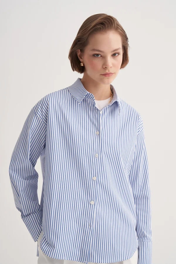 Ecru Striped Poplin Shirt