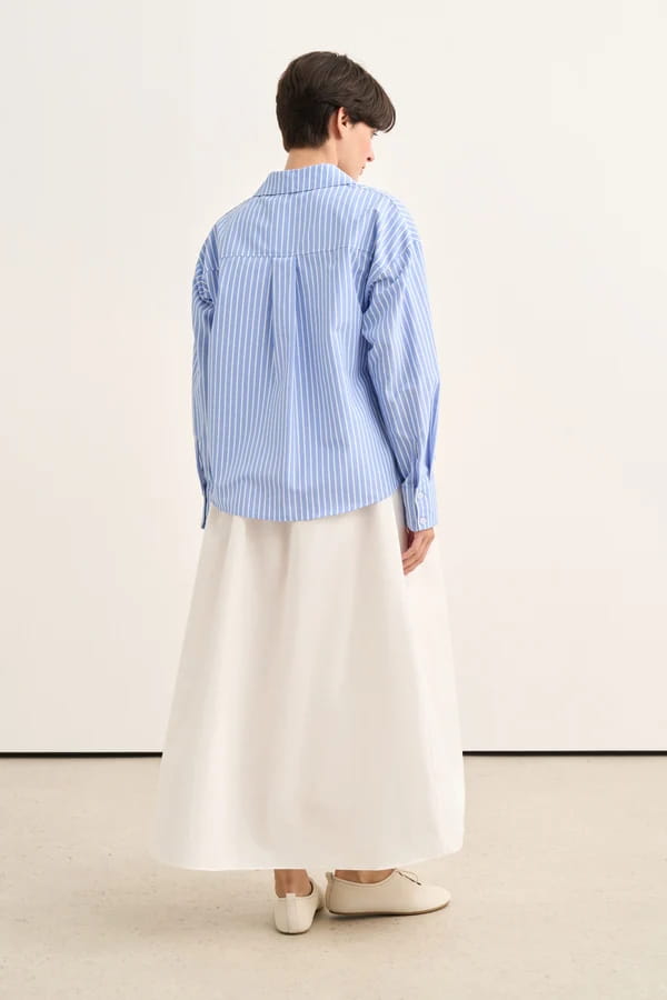 Navy Striped Poplin Shirt