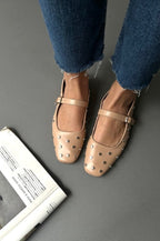 Nude ballerina flats with nude stone