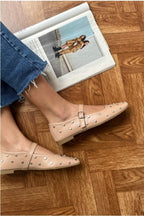 Nude ballerina flats with nude stone