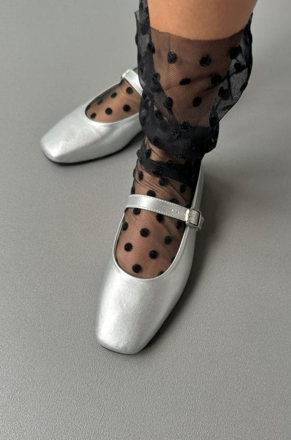 Silver ballerina flats